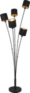 REALITY TOMMY - Vloerlamp - Zwart - excl. 5x E14 - H163cm -Kapjes zwart goud