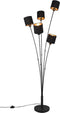 REALITY TOMMY - Vloerlamp - Zwart - excl. 5x E14 - H163cm -Kapjes zwart goud
