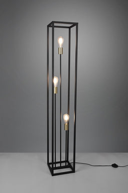 REALITY VITO - Vloerlamp - Staande lamp - Zwart met goud - 3x E27 - H153cm