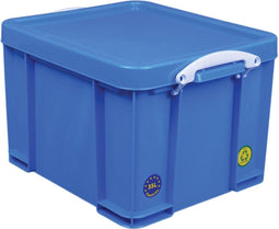 Really Useful Box opbergdoos 35 liter, neon blauw met witte handvaten