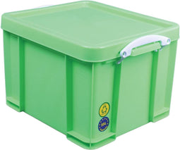 Really Useful Box opbergdoos 35 liter, neon groen met witte handvaten
