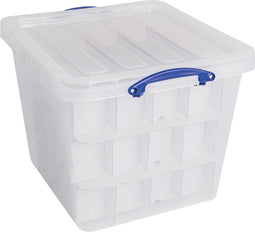 Really Useful Box opbergdoos, 60 l, met inzetbakje, transparant