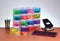 Really Useful Box transparante muurkubus met 16 gekleurde opbergdozen van 0,14 liter