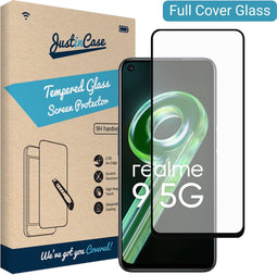Realme 9 5G screenprotector - Full Cover - Gehard glas - Zwart - Just in Case