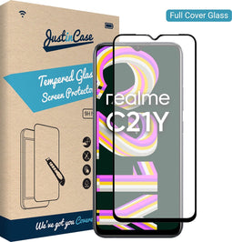 Realme C21Y / C25Y Screenprotector - Full Cover - Gehard glas - Transparant - Just in Case