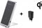 RealPower TERRATEC ChargeAir Up! - Smartphone standaard met wireless charger (Qi) - dual coil - incl. wandlader - inklapbaar- metaal - zwart/zilver