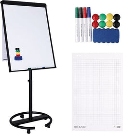 BRASQ Flipover Verrijdbaar Deluxe - 70x100 cm - Verstelbaar - Magnetisch - Zwart