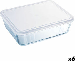 Rechthoekige lunchbox met deksel Pyrex Cook & Freeze 22,5 x 17,5 x 6,5 cm 1,5 L Transparant Siliconen Glas (6 Stuks)