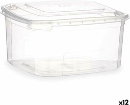 Rechthoekige lunchbox met deksel Transparant Polypropyleen 1 L 14,1 x 8 x 15,5 cm (12 Stuks)