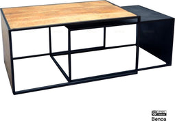 Rechthoekige salontafel set mangohout - zwart / Naturel