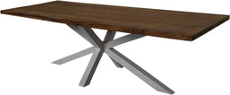 Recthoekige eettafel tuin - 250x100x76 - Naturel/wit - Teak/metaal
