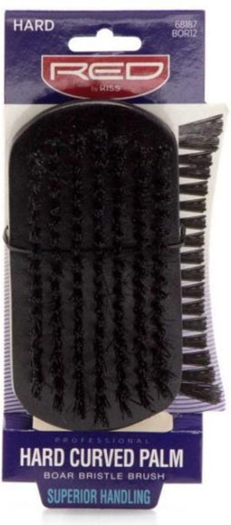 RED BY KISS HARD CURVED PALM BOAR BRISTLE BRUSH SUPERIOR HANDLING #BOR12