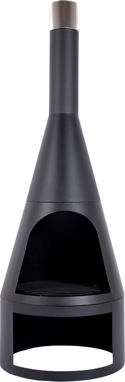 RedFire – Kingston – Houtopslag – Zwart - Staal – Vuurkorf – Fireplace– Stevig staal – Diameter 55cm – Hoogte: 160cm - Terrasverwarming – Sfeerhaard