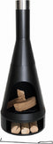 RedFire – Kingston – Houtopslag – Zwart - Staal – Vuurkorf – Fireplace– Stevig staal – Diameter 43cm – Hoogte: 120cm - Terrasverwarming – Sfeerhaard