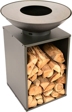 RedFire – ONYX – Zwart - Staal – Vuurschaal – Fire Pit – Stevig staal – Diameter 60cm – Hoogte: 60cm - Industrieel – Terrasverwarming – Sfeerhaard – BBQ – Grill – Inclusief regenhoes