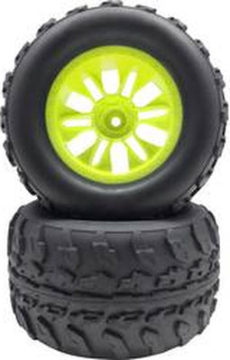 Reely 1:10 Monstertruck Complete wielen Offroad V Block 6-dubbelspaaks Neon-geel 2 stuk(s)