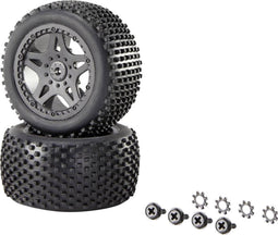 Reely 1:10 XS Buggy Complete wielen Multipin 5-dubbelspaaks Zwart 1 paar