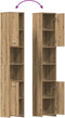 vidaXL - Badkamerkast - 30x30x183,5 - cm - bewerkt - hout - artisanaal - eikenkleur