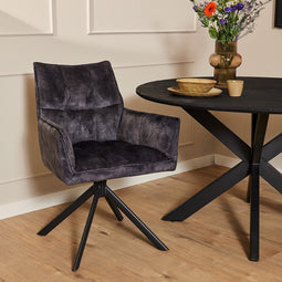 Refurna - Eetkamerstoel Dani | Velvet Antraciet