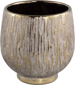 PTMD Junee Gold Ceramic Pot On Shiny Gold Base Low L