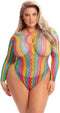 Regenboogbody met lange mouwen plus size Pink Lipstick - - XL/3XL