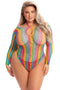 Regenboogbody met lange mouwen plus size Pink Lipstick - - XL/3XL