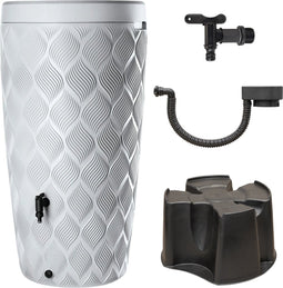 Regenton Set - Wit 240L met Bloemenbak - Complete Set - Wavy Look - Waterton - Watertank - Tuin - Moestuin - Regentonnen