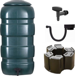 Regenton voordeelset: 100liter rechthoekig groen + standaard + luxe vulautomaat 70-100mm - Thuistuinieren.nl
