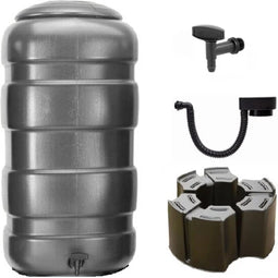 Regenton Voordeelset 250liter Antraciet - Rechthoekig - Inc standaard + kraan + vulautomaat 63-100mm