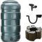Regenton Voordeelset 250liter - Rechthoekig - Groen- Inc standaard + vulautomaat 63-100mm