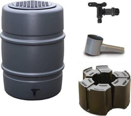 Regenton voordeelset | Harcostar 168liter grijs + standaard + vulautomaat.
