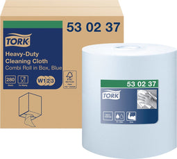 Reinigingsdoek Tork Heavy-Duty W1/2/3 multifunctioneel 280 vel blauw 530237