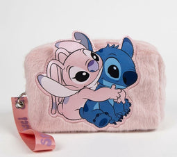 Reistasje, Toilet- Cosmetica-tasje - Pluche - Lilo & Stitch 'Stitch and Angel' - Disney (10x17,5x9 cm)