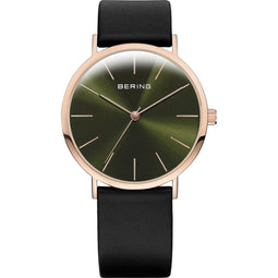 Bering Unisexhorloge 13436-469 - Polshorloge - Saffierglas - Roségoud/Zwart Groen