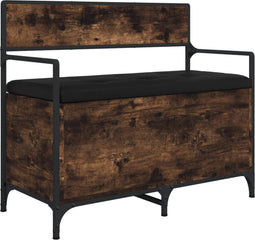 vidaXL - Opbergbankje - 85,5x42x73,5 - cm - bewerkt - hout - gerookt - eikenkleurig
