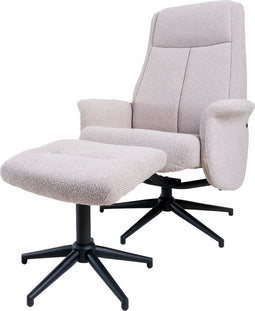 Relaxfauteuil Bindy + Hocker - Bouclé - Naturel