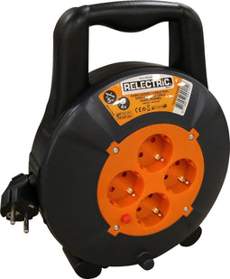 Relectric Kabelhaspel – 5 meter– 4 stopcontacten – Met oprolknop – Randaarde - RELEC492152