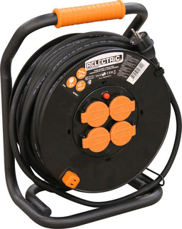 Relectric Pro Kabelhaspel – 40m – 4 stopcontacten – Met oprolknop - Randaarde - IP44 - RELEC493111