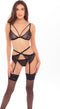 Rene Rofe Lingerie Lingerie set -S/M- BOSS OF YOU 3PC BRA GARTER Zwart