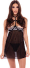 Rene Rofe Lingerie Mini jurk -M/L- OUT FRONT LACE & MESH CHEMISE Zwart