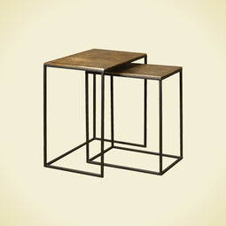 RENEW Iron side rect. table w alu top - set of 2