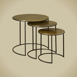 RENEW Iron side round table w alu top - set of 3