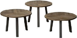 RENEW Lazio table set (3) - 54x54/45/40/35 - recl. teak w-grey
