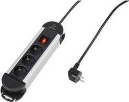 Renkforce 315A-CMB Stekkerdoos met schakelaar 3-voudig Zwart, Zilver Randaarde stekker 1 stuk(s)