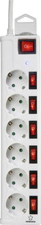Renkforce 615B-CMW-S Overspanningsveilige stekkerdoos 6-voudig Wit Randaarde stekker 1 stuk(s)