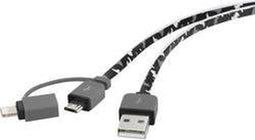 Renkforce Apple iPad/iPhone/iPod Aansluitkabel [1x USB-A 2.0 stekker - 1x Micro-USB 2.0 B stekker, Apple dock-stekker L