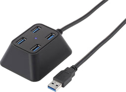 Renkforce Desktop USB 3.2 Gen 1-hub 4 poorten Met status-LED's Zwart