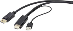 Renkforce DisplayPort / HDMI Adapterkabel DisplayPort stekker, HDMI-A stekker 2.00 m Zwart RF-4600632 DisplayPort 1.2 D