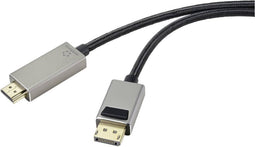 Renkforce DisplayPort / HDMI Verbindingskabel DisplayPort stekker, HDMI-A stekker 2.00 m Zwart UHD 8K @ 60 Hz, UHD 4K @