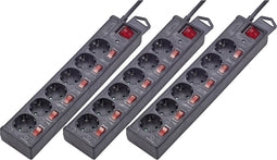 Renkforce Overspanningsveilige stekkerdoos 6-voudig Zwart Randaarde stekker 3 stuk(s)